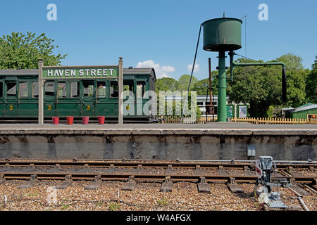 Haven Street Bahnhof. Sitz der Isle of Wight Steam Railway, Isle of Wight, Großbritannien Stockfoto