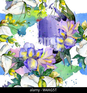 Blumenstrauß Blumen botanischen Blumen. Aquarell Hintergrund Abbildung. Nahtlose Muster. Stockfoto