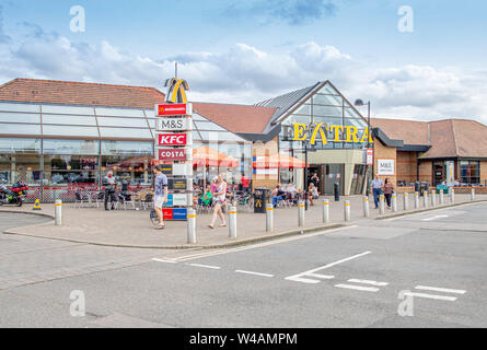 Cambridge Extra Service Station auf der A 14 in Cambridgeshire Stockfoto