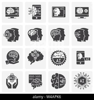 Künstliche Intelligenz Ki ähnliche Symbole auf dem Hintergrund für Grafik- und Webdesign. Einfache Abbildung. Internet Konzept Symbol für Website-Taste Stock Vektor