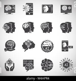 Künstliche Intelligenz Ki ähnliche Symbole auf dem Hintergrund für Grafik- und Webdesign. Einfache Abbildung. Internet Konzept Symbol für Website-Taste Stock Vektor