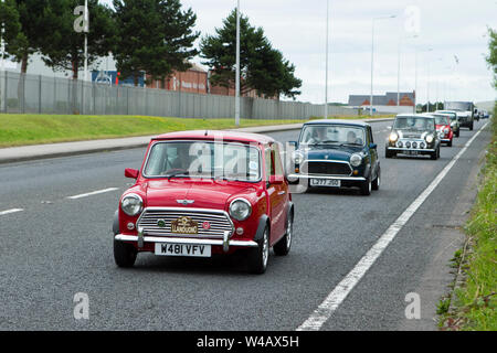 Fleetwood Festival der Transport - Straßenbahn Sonntag 2019 W 481 VFV-mini Rover sieben historische Fahrzeuge und Autos die Classic Car Show in Lancashire, UK besuchen Stockfoto