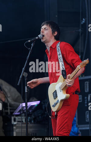 Montreal, Kanada. Quebec Punk/Rock Band Les Marmottes Aplaties durchführen auf der Bühne des Francos Music Festival in der Innenstadt von Montreal Stockfoto