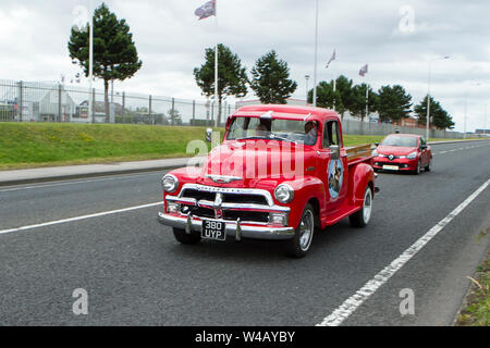 Fleetwood Festival der Transport - Straßenbahn Sonntag 2019 380 UYP Chrysler Pick-up-Oldtimer und Fahrzeuge nehmen an der Classic Car Show in Lancashire, Großbritannien Stockfoto