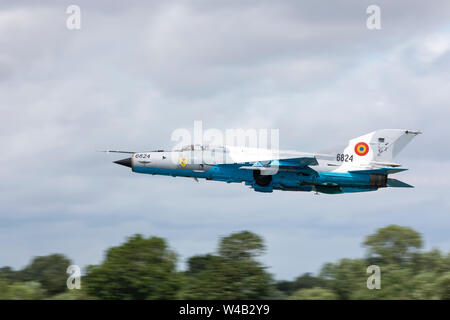 MiG-21 LanceR, der Rumänischen Luftwaffe am 20. Juli 2019 der RIAT 2019, RAF Fairford, Gloucestershire, UK Flying Stockfoto