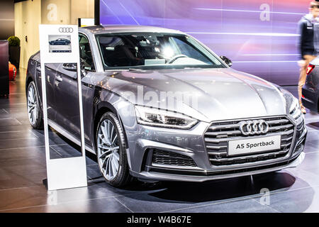 Brüssel, Belgien, Jan 2019 Audi A5 Sportback 40 TDI quattro, Brüssel Motor Show, 2. Generation, MLB Plattform, B9, Compact Executive coupe Auto von Audi Stockfoto