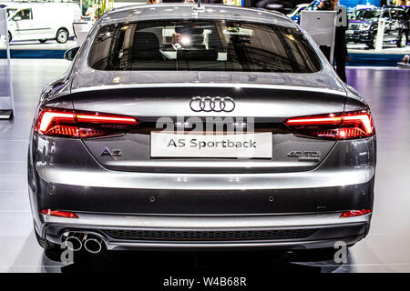 Brüssel, Belgien, Jan 2019 Audi A5 Sportback 40 TDI quattro, Brüssel Motor Show, 2. Generation, MLB Plattform, B9, Compact Executive coupe Auto von Audi Stockfoto