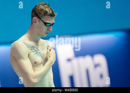 Gwangju, Südkorea. 22. Juli, 2019. Schwimm-WM: Florian Wellbrock aus Deutschland Ausbildung bei der Konkurrenz. Quelle: Bernd Thissen/dpa/Alamy leben Nachrichten Stockfoto