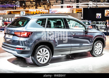 Brüssel, Belgien, Jan 2019: Sitz Ateca zu Brüssel Motor Show, kompakten Crossover Fahrzeug (CUV) des spanischen Automobilherstellers Seat hergestellt Stockfoto