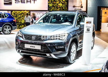 Brüssel, Belgien, Jan 2019: Sitz Ateca zu Brüssel Motor Show, kompakten Crossover Fahrzeug (CUV) des spanischen Automobilherstellers Seat hergestellt Stockfoto