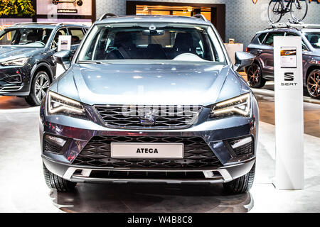 Brüssel, Belgien, Jan 2019: Sitz Ateca zu Brüssel Motor Show, kompakten Crossover Fahrzeug (CUV) des spanischen Automobilherstellers Seat hergestellt Stockfoto