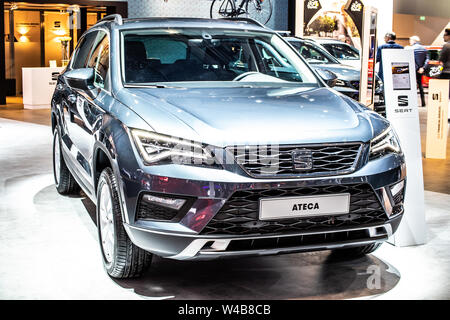 Brüssel, Belgien, Jan 2019: Sitz Ateca zu Brüssel Motor Show, kompakten Crossover Fahrzeug (CUV) des spanischen Automobilherstellers Seat hergestellt Stockfoto