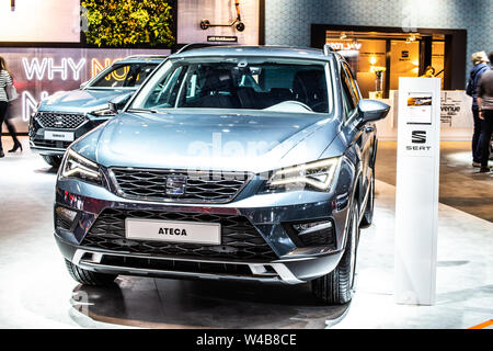 Brüssel, Belgien, Jan 2019: Sitz Ateca zu Brüssel Motor Show, kompakten Crossover Fahrzeug (CUV) des spanischen Automobilherstellers Seat hergestellt Stockfoto