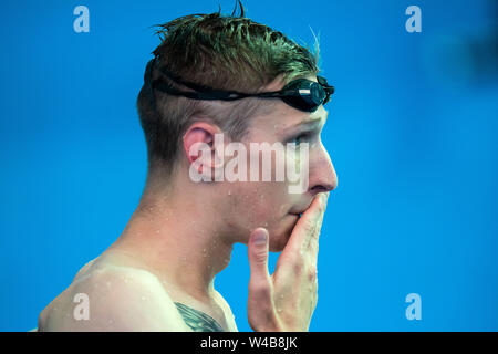 Gwangju, Südkorea. 22. Juli, 2019. Schwimm-WM: Florian Wellbrock aus Deutschland Ausbildung bei der Konkurrenz. Quelle: Bernd Thissen/dpa/Alamy leben Nachrichten Stockfoto