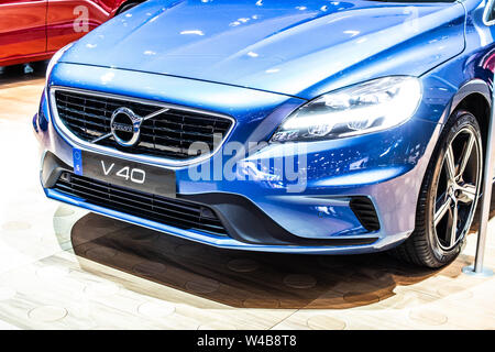 Brüssel, Belgien, Jan 2019 blauen Volvo V40 Kombi, Brüsseler Motor Show, 1. gen Facelift, kleinen Familie von schwedischen Volvo Car hergestellt Stockfoto