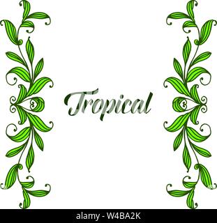Schönen Hintergrund mit Rahmen grüne Blätter, schreiben Tropical. Vector Illustration Stock Vektor