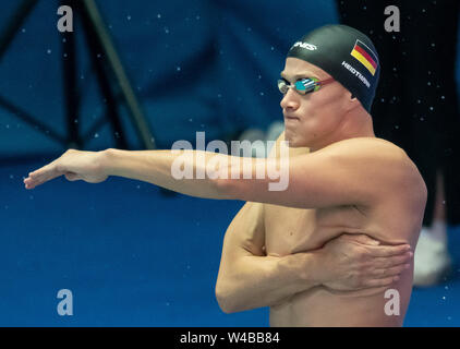 Gwangju, Südkorea. 22. Juli, 2019. Schwimm-WM: 200 m Freistil, Vorlauf, Männer: Jakob Heidtmann aus Deutschland. Quelle: Bernd Thissen/dpa/Alamy leben Nachrichten Stockfoto