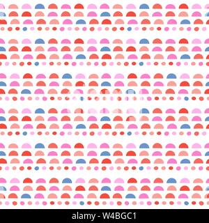 Geometrische Muster wiederholen von Hand gezeichnet halb Kreise und Punkte. Süß und Spaß Vektor nahtlose abstrakt Design Hintergrund. Stock Vektor