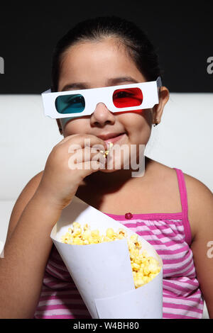 Mädchen zu Hause 3d Film Stockfoto
