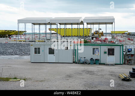 Flut Gebäude System Mose, Pellestrina, Italien Stockfoto