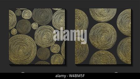Gold Vector Illustration. Golden, handgezeichnete Muster mit Kreisen. Zusammenfassung Hintergrund Stock Vektor
