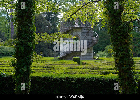 Türmchen in das Ziel der Hecke Labyrinth, Villa Pisani, Architekten Andrea Palladio, Padula, Italien Stockfoto