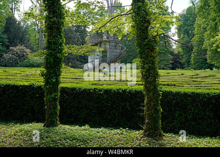 Türmchen in das Ziel der Hecke Labyrinth, Villa Pisani, Architekten Andrea Palladio, Padula, Italien Stockfoto