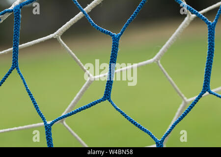 Details der Fußball net hautnah. Fußballtor net Muster. Stockfoto