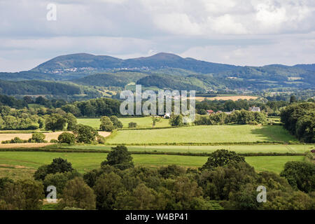 Die Malvern Hills aus Bringsty Common, Worcestershire, England, UK Stockfoto