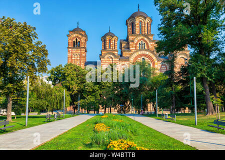 St. Markus Kirche in der Tasmajdan Park in Belgrad. Stockfoto