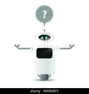 Niedliche Roboter Charakter hat eine Frage Vektor EPS Abbildung 10 Stock Vektor