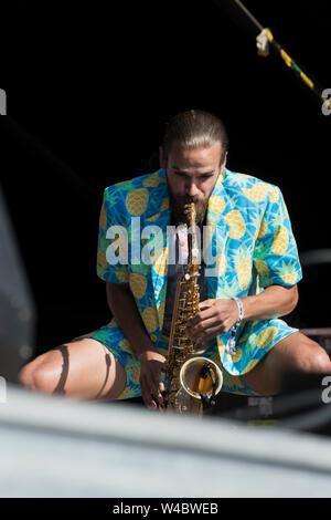 Pori, Finnland. Juli 2019 18. Tank und Bangas bei der Finnischen Pori Jazz Festival durchführen. Stockfoto