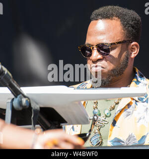 Pori, Finnland. Juli 2019 18. Tank und Bangas bei der Finnischen Pori Jazz Festival durchführen. Stockfoto