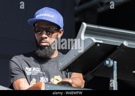 Pori, Finnland. Juli 2019 18. Tank und Bangas bei der Finnischen Pori Jazz Festival durchführen. Stockfoto