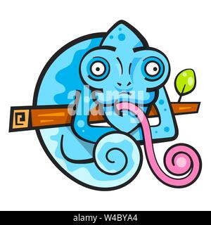 Chameleon Sitzen auf einem Ast. Reptile Vector Illustration. Stock Vektor