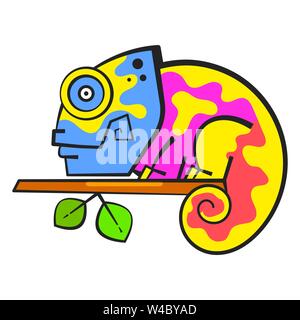 Chameleon Sitzen auf einem Ast. Reptile Vector Illustration. Stock Vektor