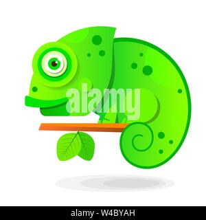 Chameleon Sitzen auf einem Ast. Reptile Vector Illustration Stock Vektor