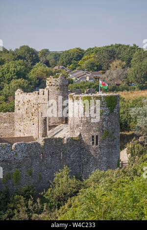 Manorbier Castle, Pembrokeshire Coast National Park, Wales, Großbritannien Stockfoto