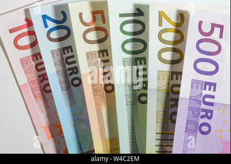 Haufen von Euro Banknoten Stockfoto