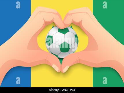 Saint Vincent und die Grenadinen und Hand Herz Form. Nationale Fußball-Hintergrund. Fußball mit Flagge von Saint Vincent und die Grenadinen VE Stock Vektor