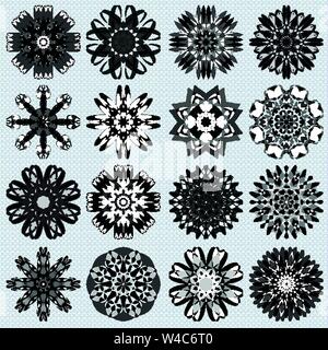 Mandala Sammlung von Schwarzweiß-Symbol Stock Vektor