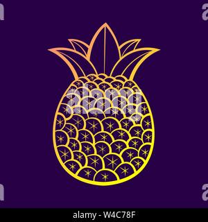 Sommer Früchte für gesunden Lebensstil. Ananas Obst. Vector Illustration Cartoon Flachbild Symbol isoliert Stock Vektor