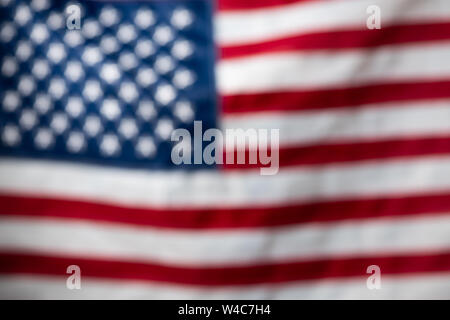 USA American United Flaggenstaaten defokussierten verschwommen bokeh Kulisse. Stockfoto