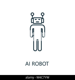 AI Robot Thin Line Symbol. Kreative einfache Design aus Künstliche Intelligenz Icons Sammlung. Outline ai Roboter-Symbol für Web-Design und mobile Apps Stockfoto