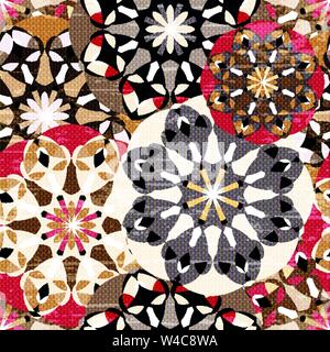 Farbige Mandala nahtlose Vintage Tribal nahtlose Muster grunge Textur Stock Vektor