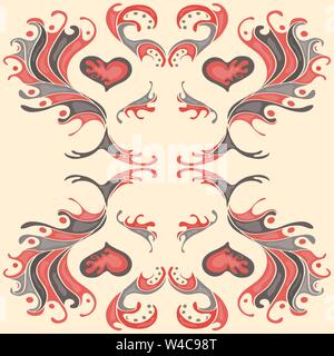 Abstrakt rot Blütenblätter auf sanftem Rosa Hintergrund Vector Illustration Stock Vektor