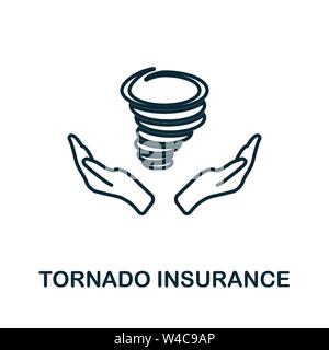 Tornado Versicherung – Umriss-Symbol. Dünne Linien Stil Symbole aus Versicherung Symbole Sammlung. Webdesign, Apps, Software und Druck einfacher Tornado Stock Vektor