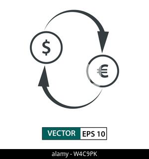 Geldwechsel Symbol. Linienstil an. Auf weissem Hintergrund. Vector Illustration EPS 10. Stock Vektor