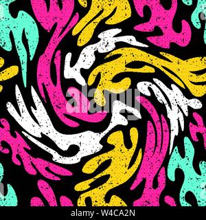 Graffiti hell Psychedelic nahtlose Muster auf einem schwarzen Hintergrund Vector Illustration Stock Vektor