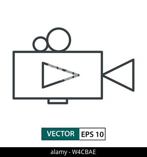 Symbol Videokamera Vektor. Linienstil an. Auf weissem Hintergrund. Vector Illustration EPS 10. Stock Vektor